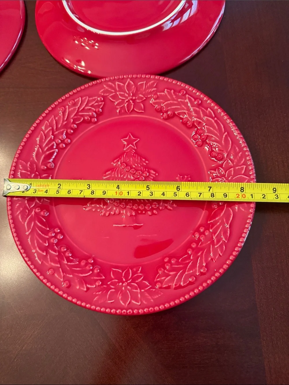 Bordallo Pinheiro Red Salad Dessert Plates Set of 4